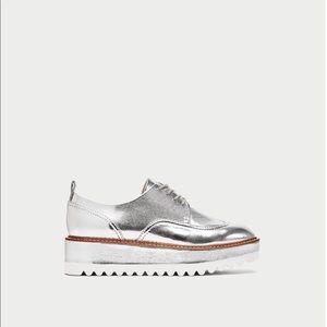 Zara Silver Platform Oxford/Brogues